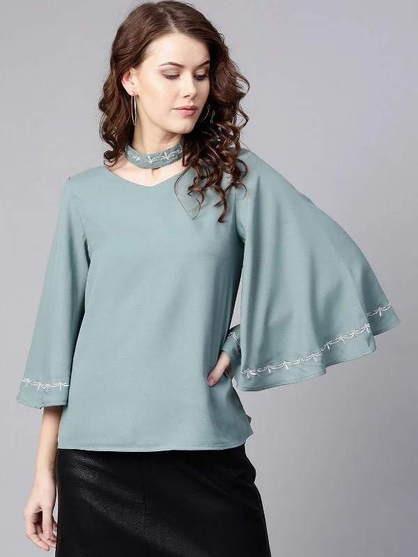 Women's Embroidered Round Neck Top - Pannkh