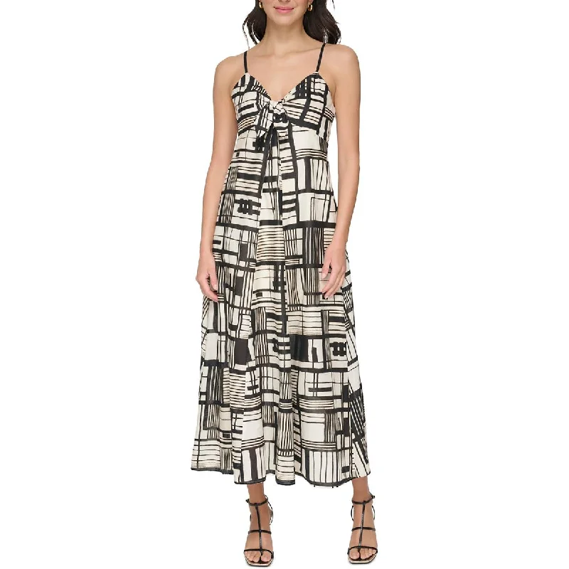 DKNY Womens Cotton Patterned Midi Dress