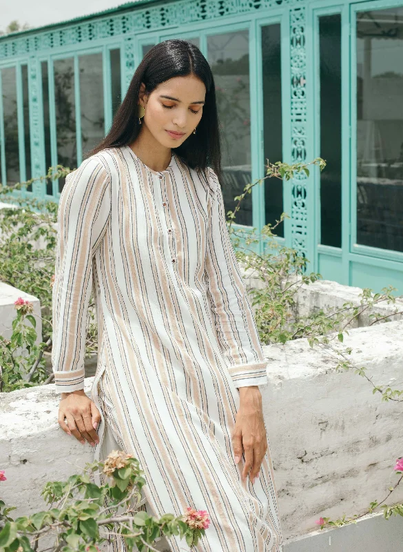 Women's Biscotti Striped Kurta - The Burnt Soul