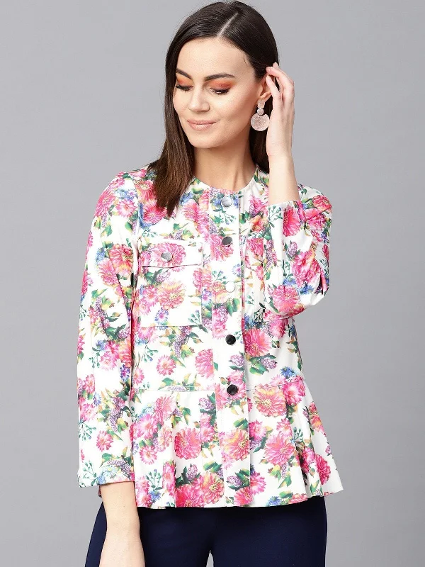 Women's Printed Peplum Blazer - Pannkh