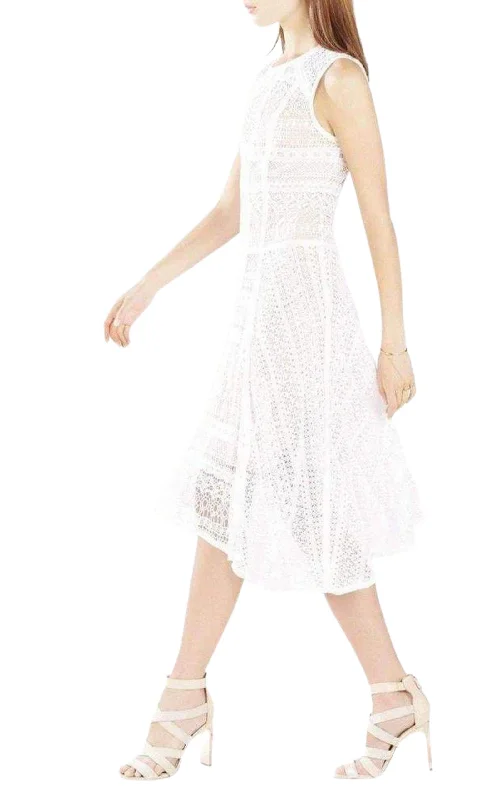 Claudette Lace Blocked Scarf Hem Dress