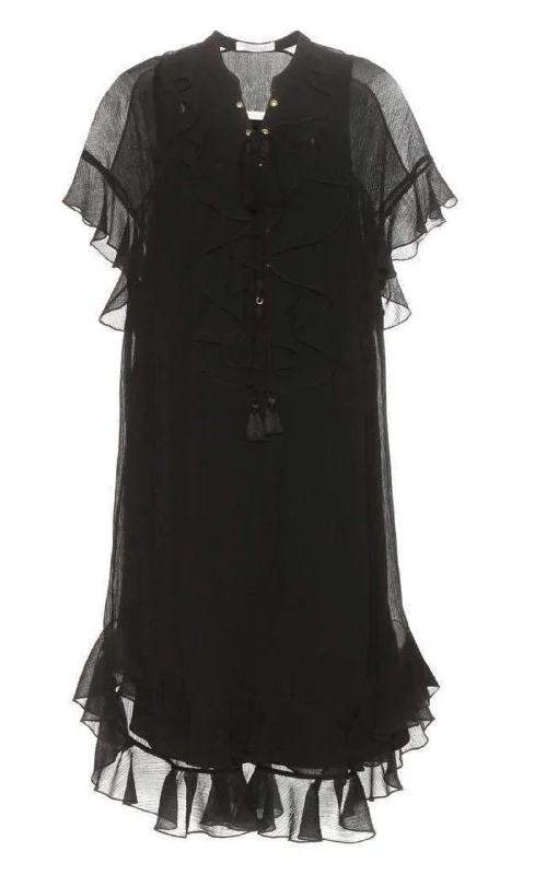 Cotton Crepon Gauze Ruffle Dress