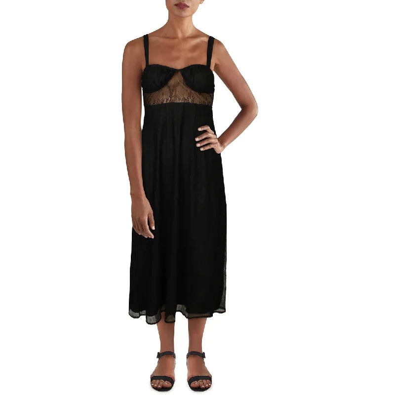 Danielle Bernstein Womens Lace Sheer Midi Dress