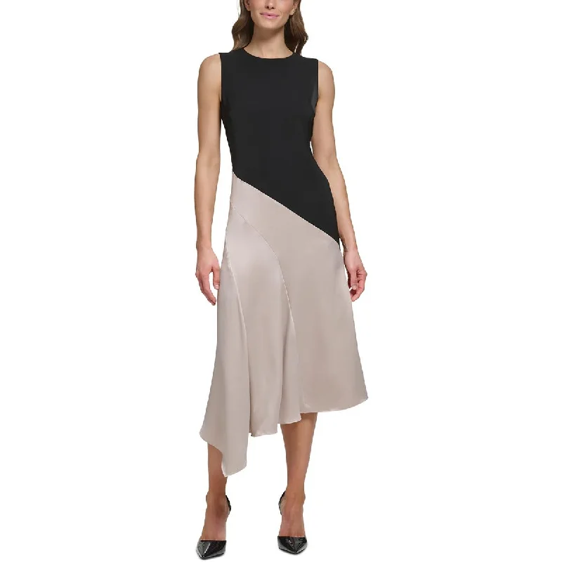 DKNY Womens Colorblock  Midi Dress