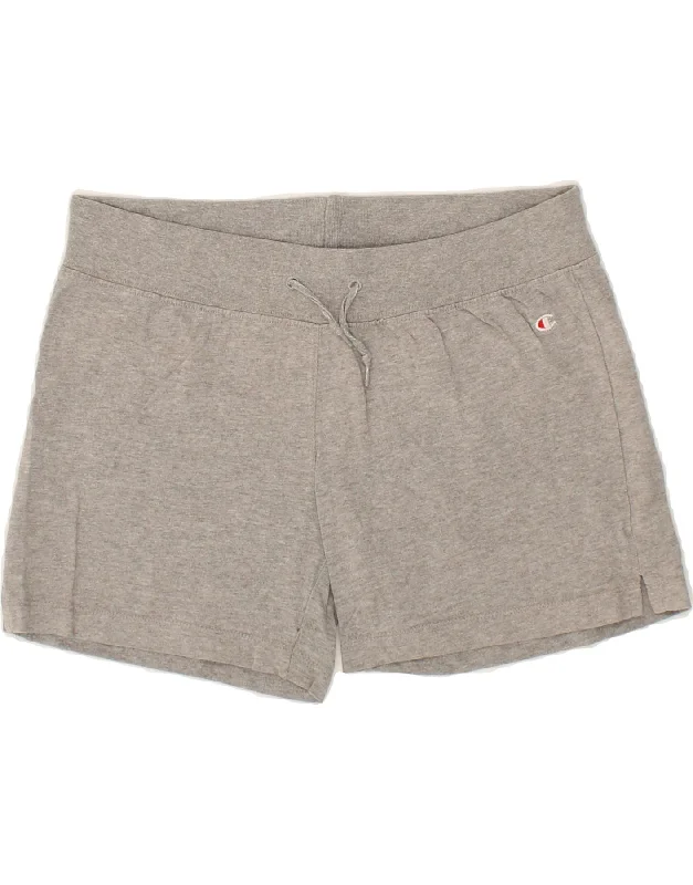 CHAMPION Womens Sport Shorts UK 12 Medium Grey Cotton