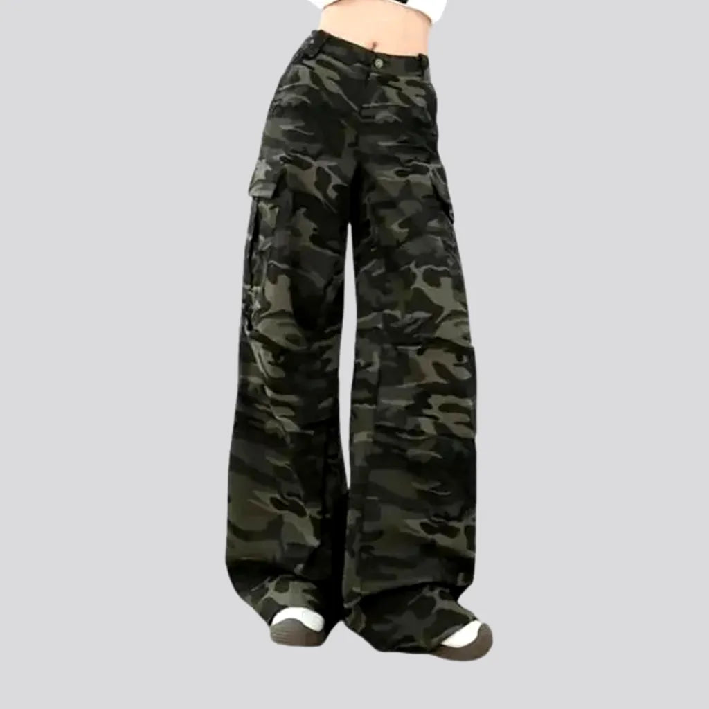 High rise multicolor baggy jeans for women