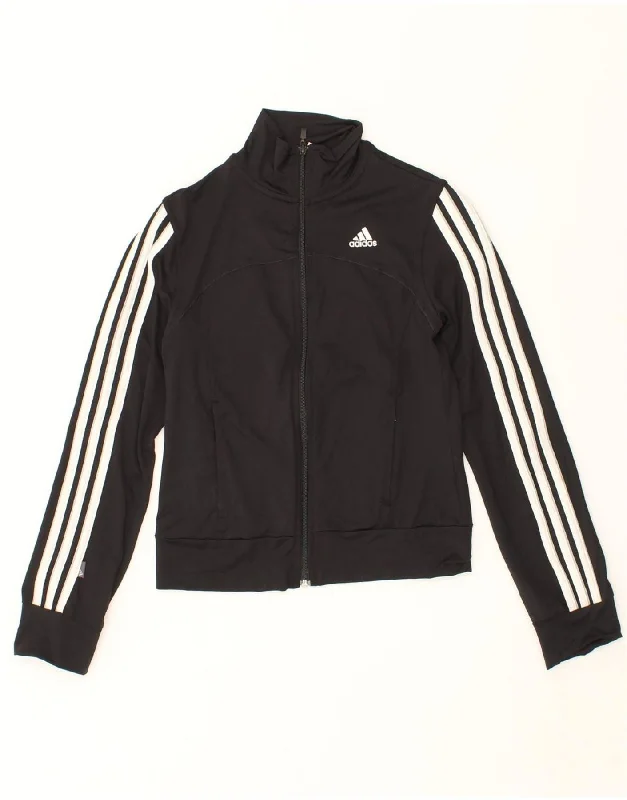 ADIDAS Womens Tracksuit Top Jacket UK 10 Small Black Polyamide