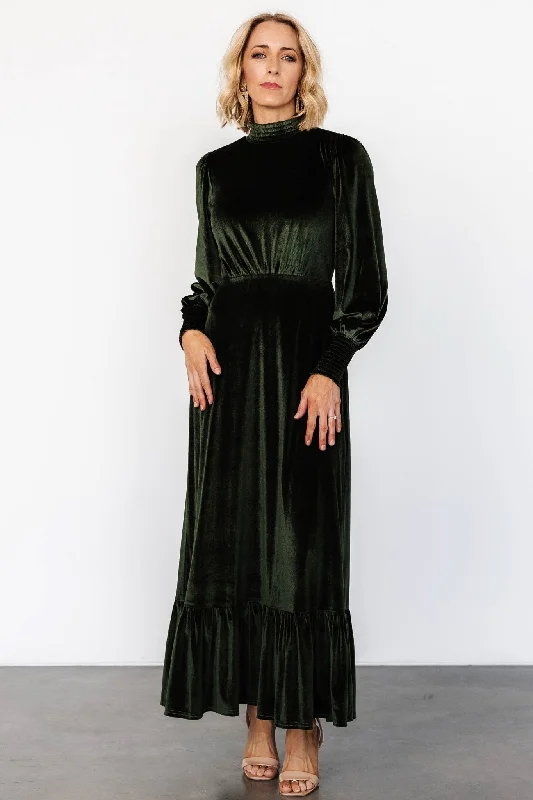 Elodie Velvet Maxi Dress | Deep Olive