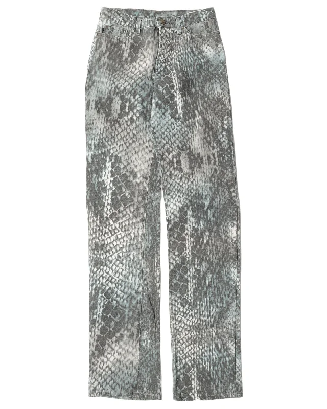 Snake Skin Denim Jeans