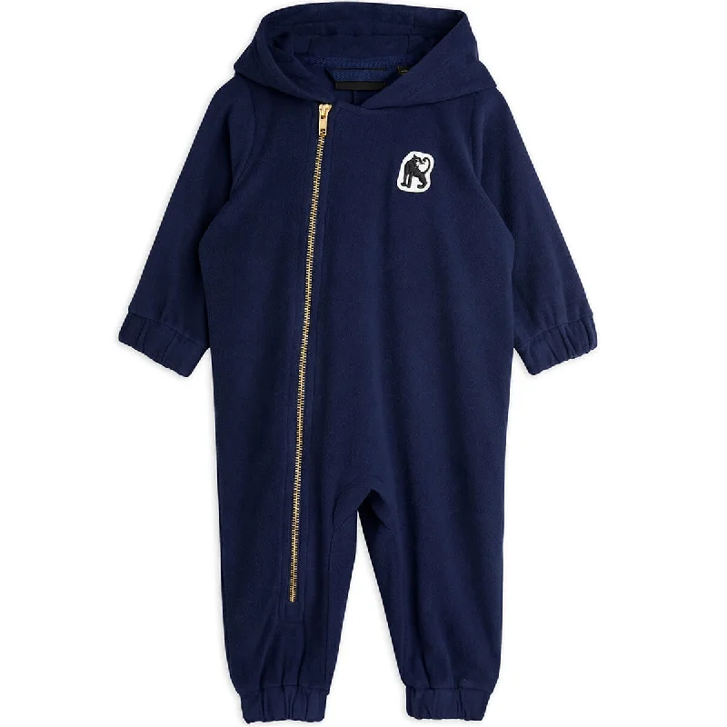 Microfleece Onesie in Navy by Mini Rodini - Last Ones In Stock - 56/62 (1-4 Months)