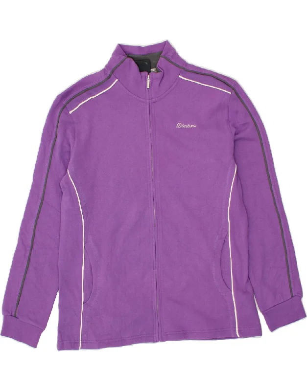 DIADORA Womens Tracksuit Top Jacket UK 18 XL Purple Cotton