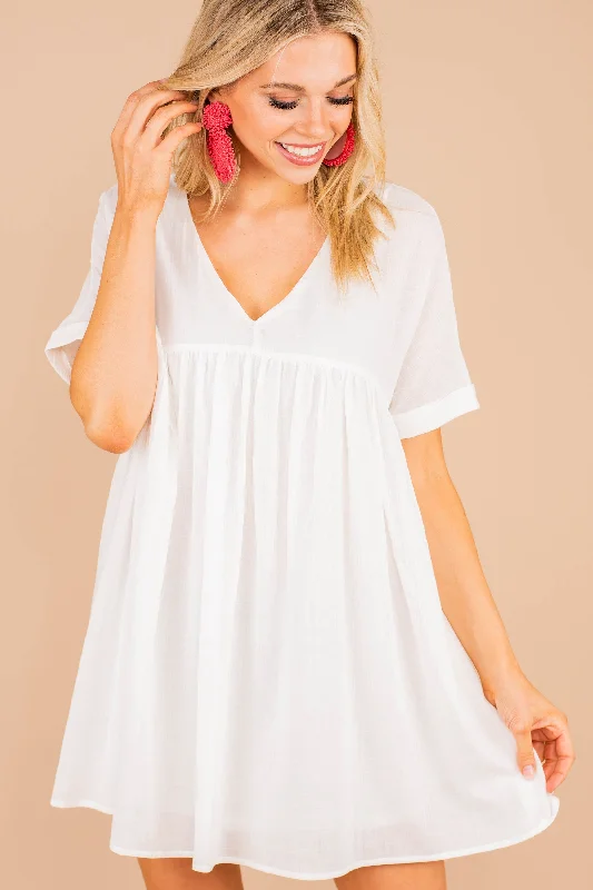 Keeping You Happy White Babydoll Dress