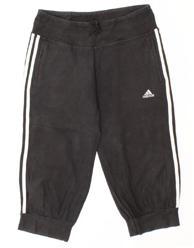 ADIDAS Womens Capri Tracksuit Trousers Joggers UK 10 Small Black