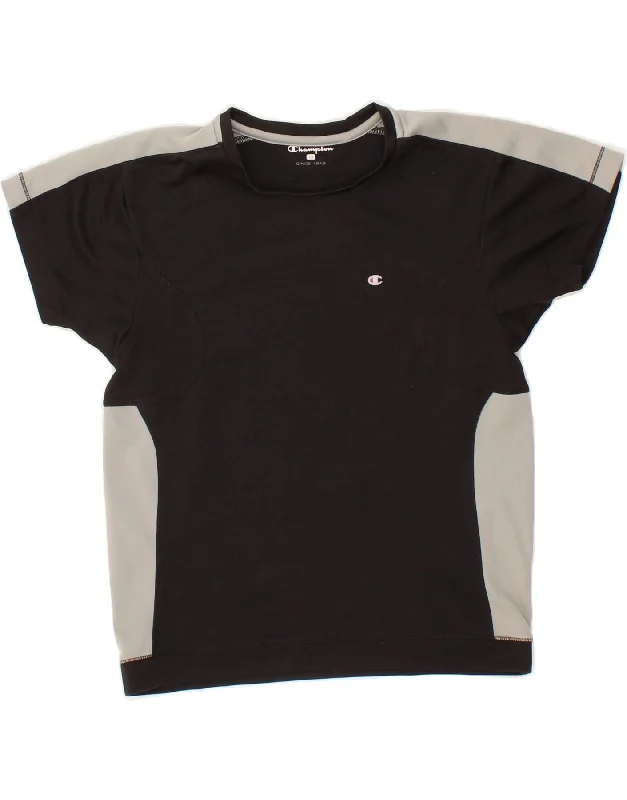 CHAMPION Womens T-Shirt Top UK 12 Medium Black Colourblock