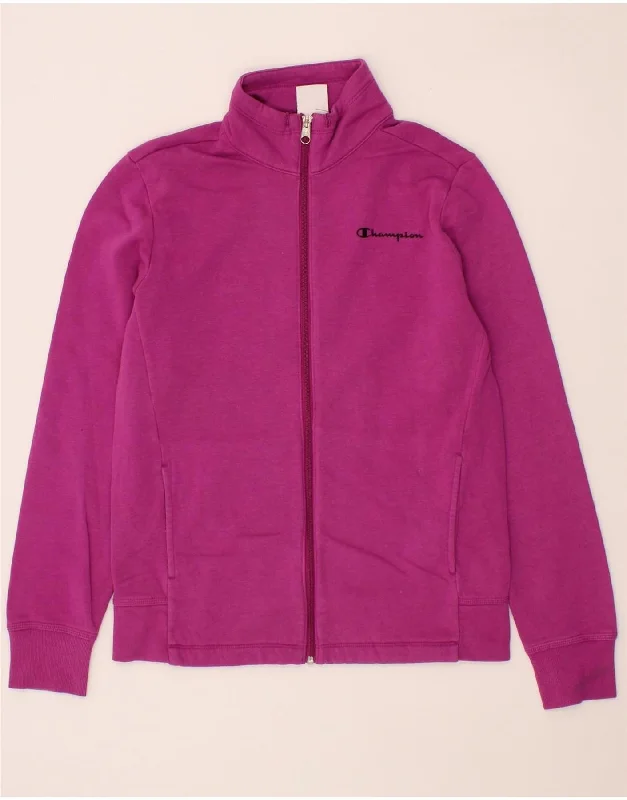 CHAMPION Womens Tracksuit Top Jacket UK 14 Medium Pink Cotton