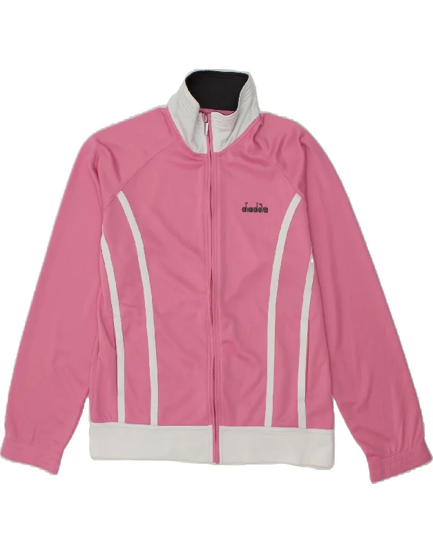 DIADORA Womens Tracksuit Top Jacket UK 12 Medium Pink Polyester