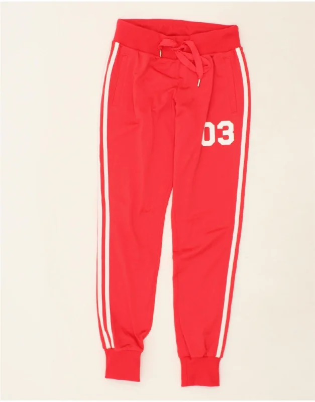 ADIDAS Womens Slim Graphic Tracksuit Trousers Joggers UK 6 XS Red