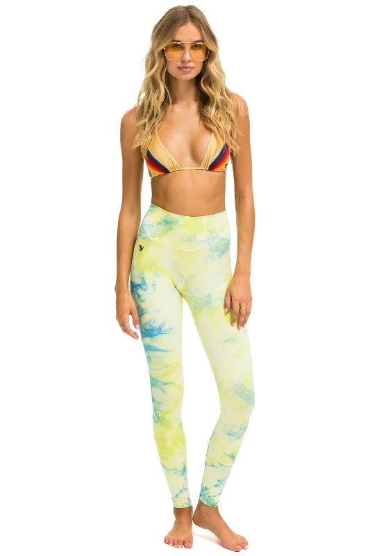 HAND DYED FULL LENGTH HI-RISE LEGGINGS - TIE DYE NEON YELLOW