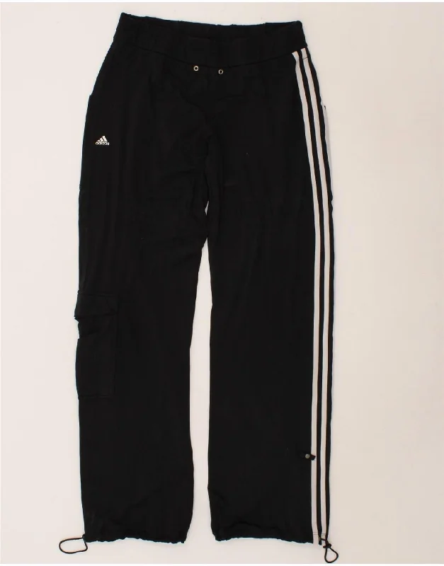 ADIDAS Womens Cargo Tracksuit Trousers UK 12 Medium Black Polyester