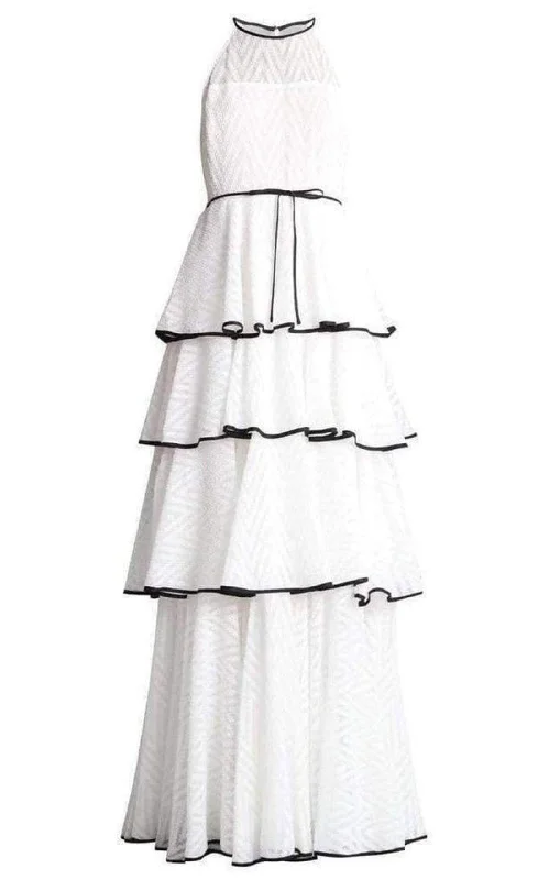 White Tiered Chevron Gown