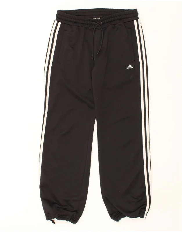 ADIDAS Womens Tracksuit Trousers UK 12 Medium Black Polyester