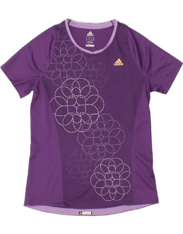 ADIDAS Womens Climacool Graphic T-Shirt Top UK 14 Medium  Purple Polyester