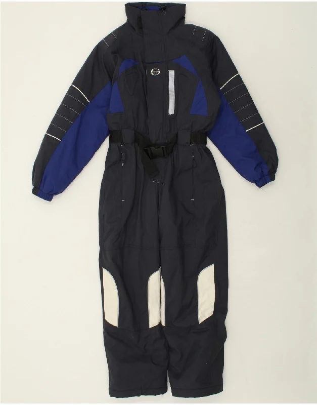 SERGIO TACCHINI Womens Hooded Ski Jumpsuit UK 14 Large Navy Blue