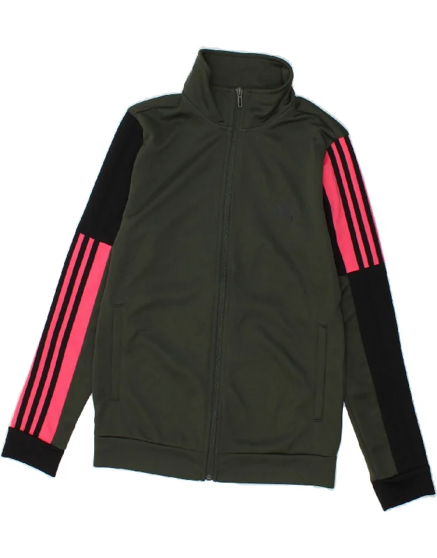 ADIDAS Womens Tracksuit Top Jacket UK 8/10 Small Green Colourblock