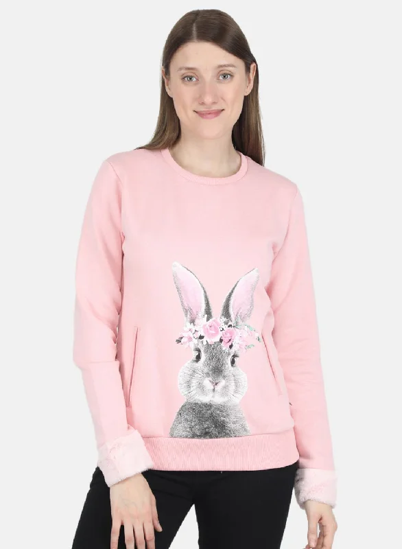 Women Pink Printed Sweatshirt