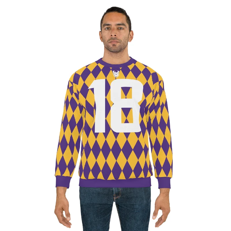 Unisex Crewneck - Purple/Gold Diamonds - Jersey #18