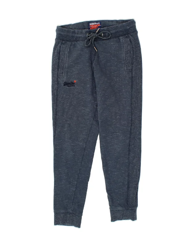 SUPERDRY Womens Tracksuit Trousers Joggers UK 10 Small Navy Blue Flecked