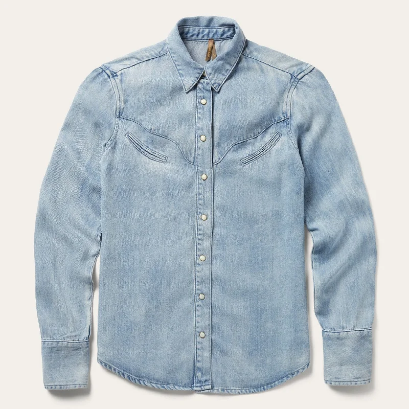 Curved Yoke Western Denim Shirt