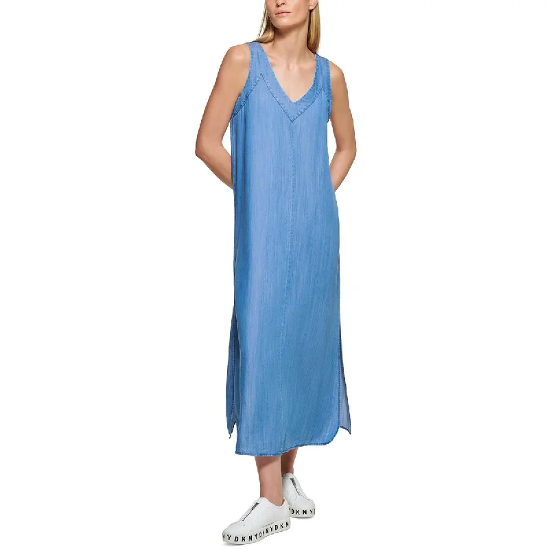 DKNY Womens Slub  Maxi Dress