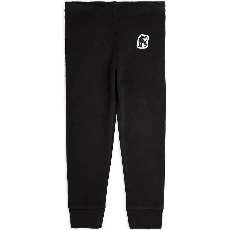 Microfleece Leggings in Black by Mini Rodini