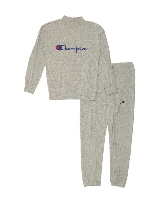 CHAMPION Womens Graphic Full Tracksuit UK 18 XL Grey Cotton