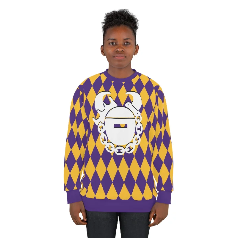 Unisex Crewneck - Purple/Gold Diamonds - Game Day Helmet