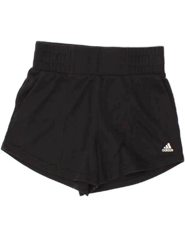 ADIDAS Womens Sport Shorts UK 12/14 Medium Black Cotton