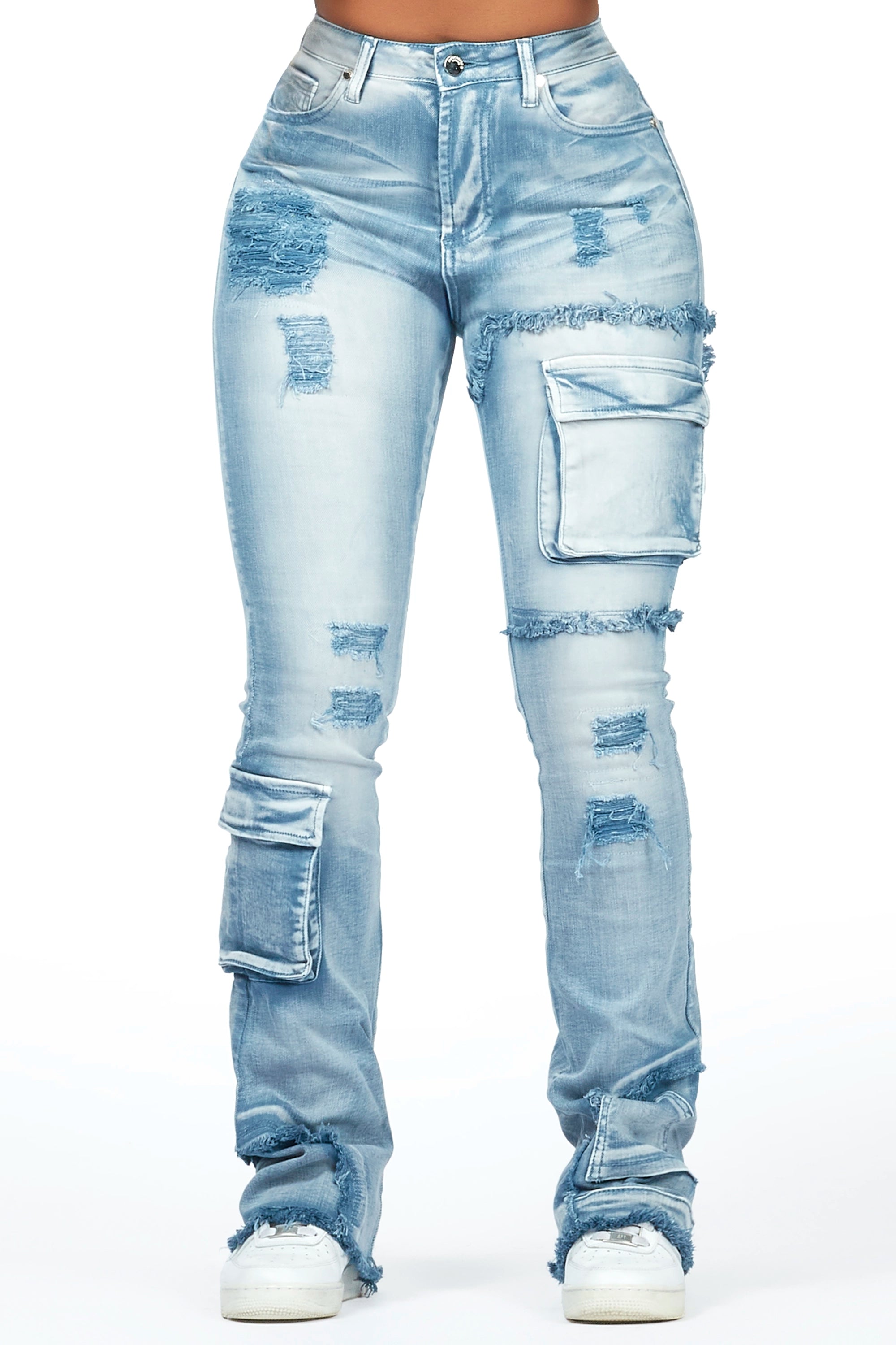 Kambry Blue Stacked Flare Jean