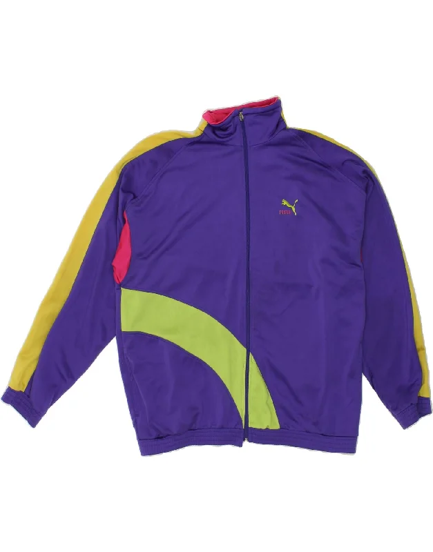 PUMA Womens Loose Fit Graphic Tracksuit Top Jacket UK 14 Medium Purple