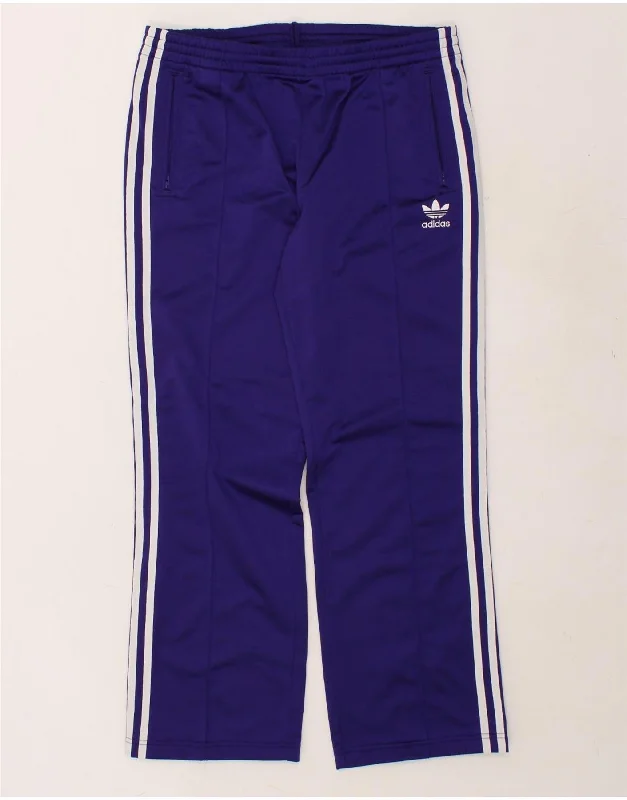 ADIDAS Womens Tracksuit Trousers EU 42 Large Blue Polyester