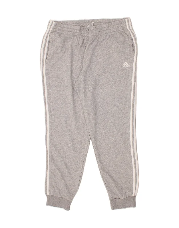 ADIDAS Womens Tracksuit Trousers Joggers UK 20/22 XL Grey Cotton