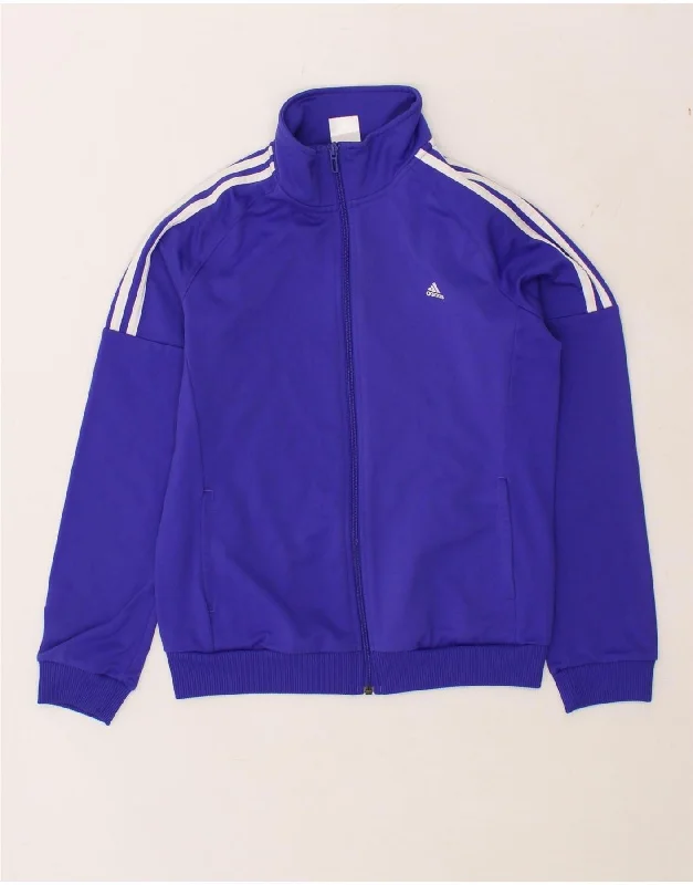 ADIDAS Womens Tracksuit Top Jacket UK 8/10 Small Blue Polyester