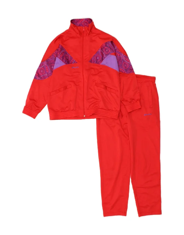 LOTTO Womens Graphic Full Tracksuit UK 10 Small Red Colourblock Polyester