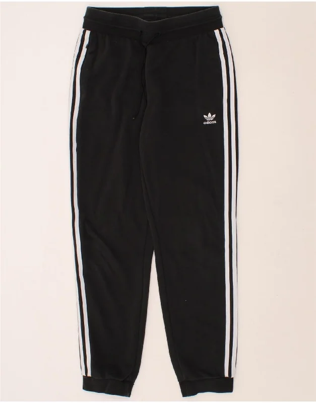 ADIDAS Womens Tracksuit Trousers Joggers UK 12 Medium Black Cotton