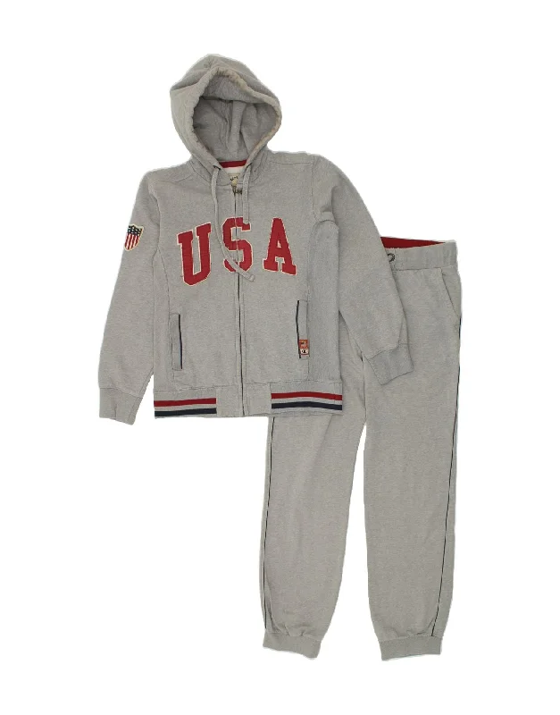 CHAMPION Womens USA Graphic Full Tracksuit UK 18 XL Grey Cotton