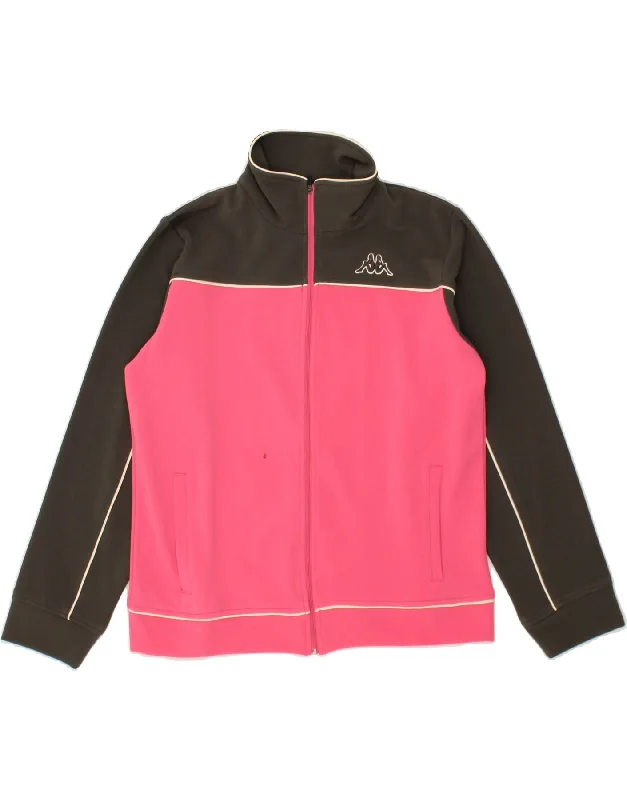 KAPPA Womens Tracksuit Top Jacket UK 14 Medium Pink Colourblock Polyester