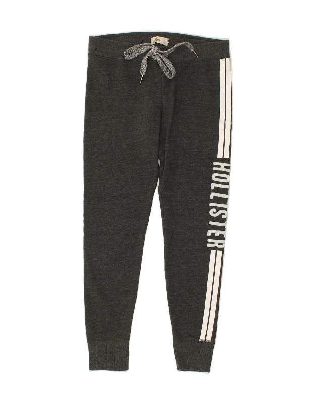 HOLLISTER Womens Graphic Tracksuit Trousers Joggers UK 8 Small Grey