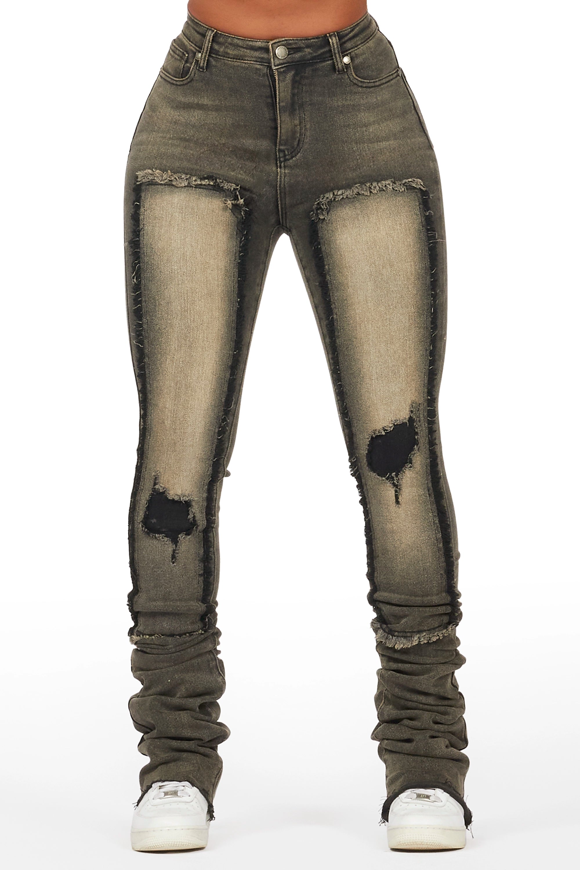 Kersten Tinted Black Wash Super Stacked Jean