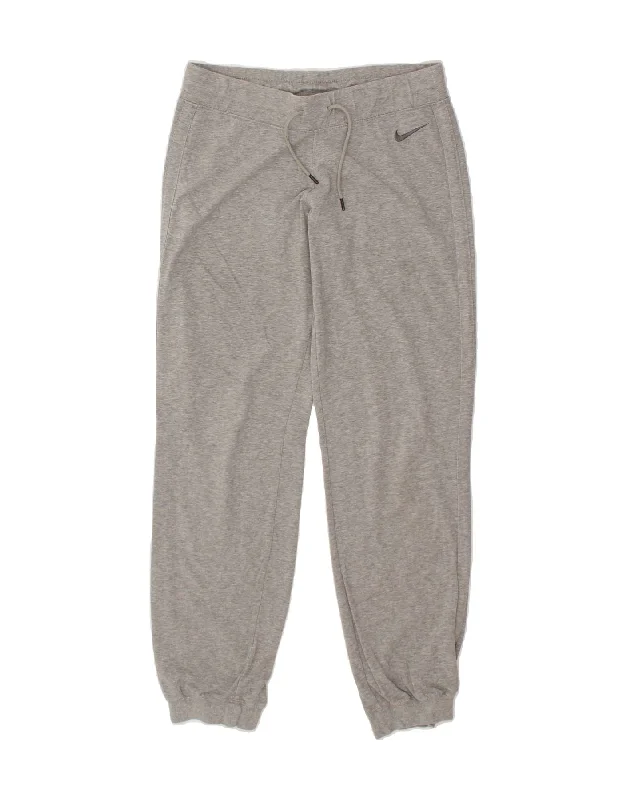 NIKE Womens Tracksuit Trousers Joggers UK 14 Medium Grey Cotton