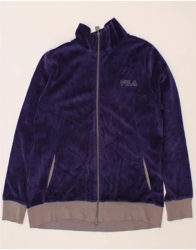 FILA Womens Tracksuit Top Jacket UK 14 Large Purple